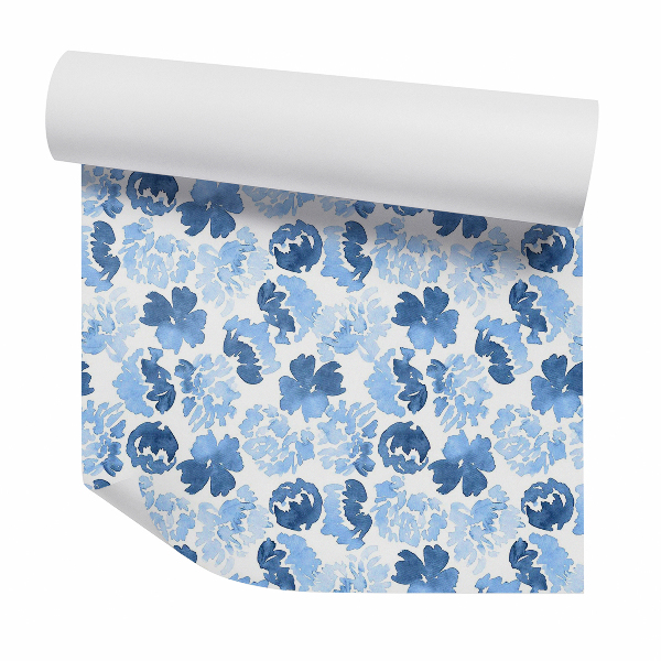 Papier peint Abstraction décorative florale bleue