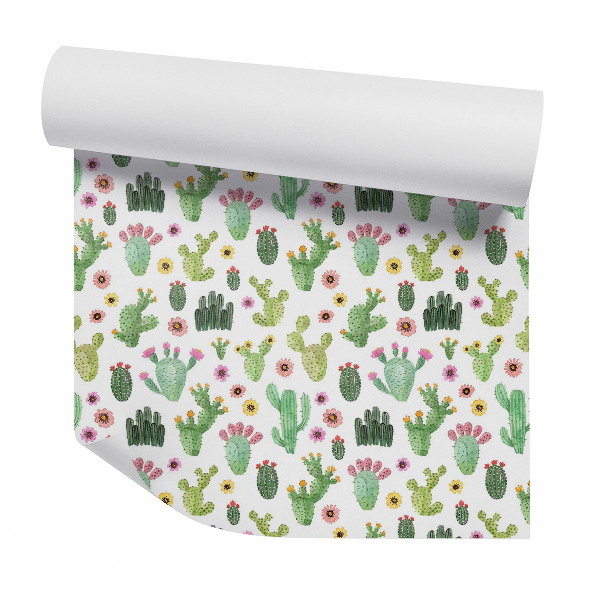 Papier peint Cactus fleurs assorties