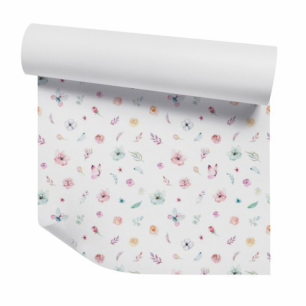 Papier peint Petit motif papillons fleurs