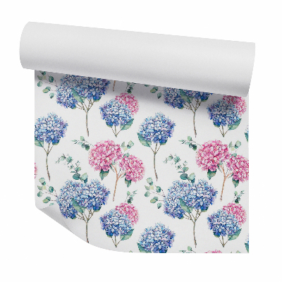 Papier peint Fleurs bleues et roses