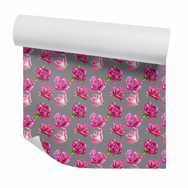 Papier peint Motif de fleurs roses