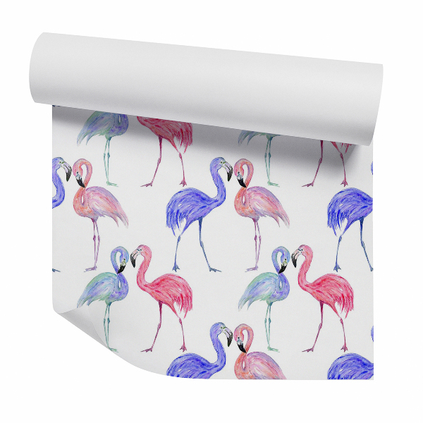 Papier peint Paires de flamants roses colorés