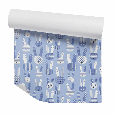 Papier peint Motif lapin bleu