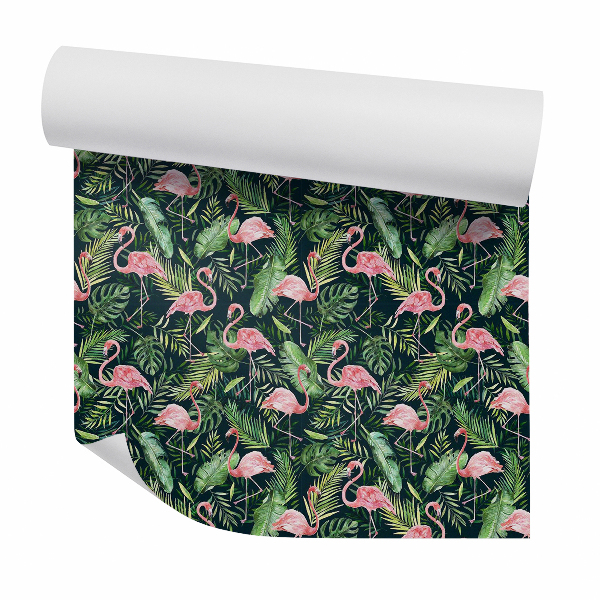 Papier peint Flamants tropicaux sur fond sombre