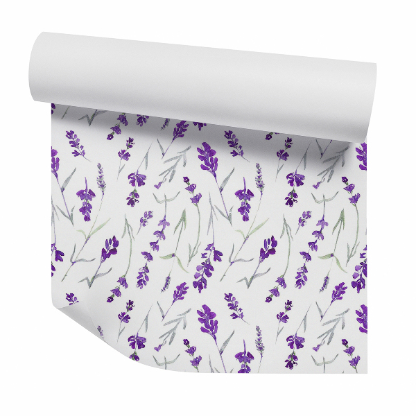 Papier peint Fleurs de lavande sur fond blanc