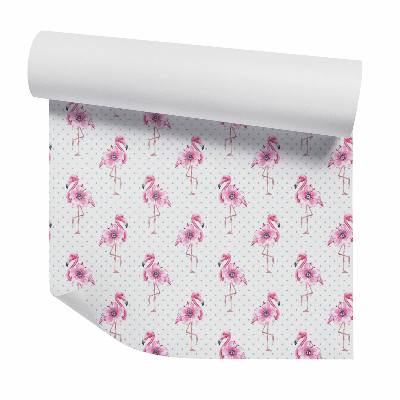 Papier peint Flamant rose et fleurs