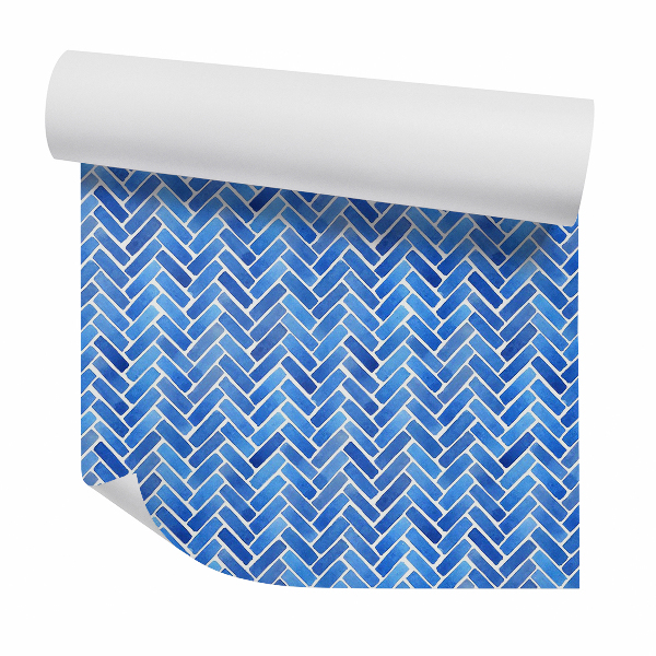 Papier peint Motif décoratif à chevrons bleus