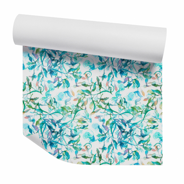 Papier peint Feuilles d'aquarelle plantes bleues