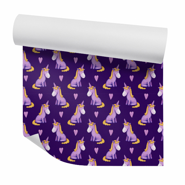 Papier peint Mini licornes violettes