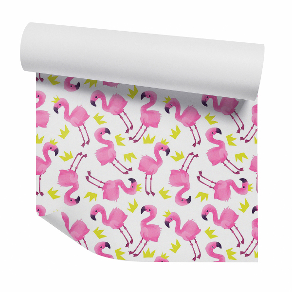 Papier peint Flamants roses en couronne