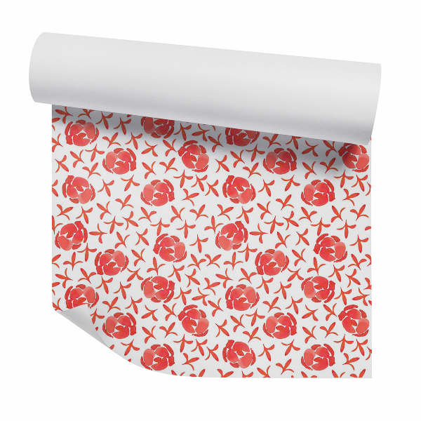 Papier peint Motif floral rouge