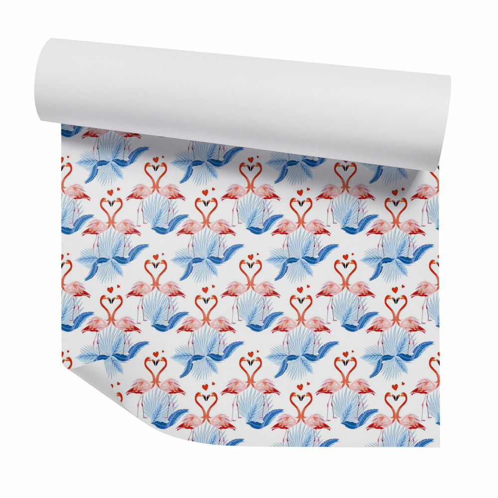Papier peint Motif d'amour coloré de flamants roses
