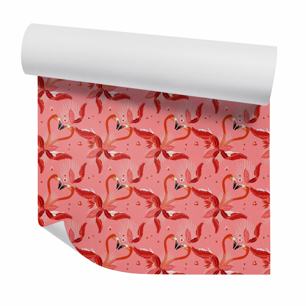 Papier peint Flamants amoureux sur fond rose