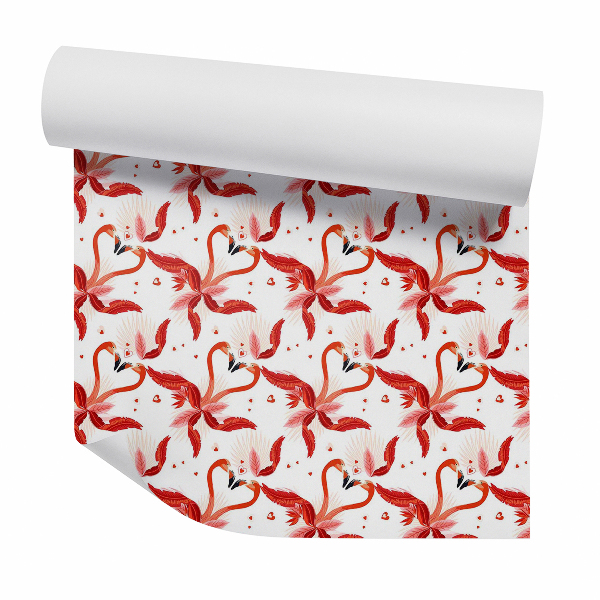 Papier peint Flamants rouges amoureux