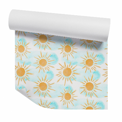 Papier peint Dessin au pastel du soleil et des nuages