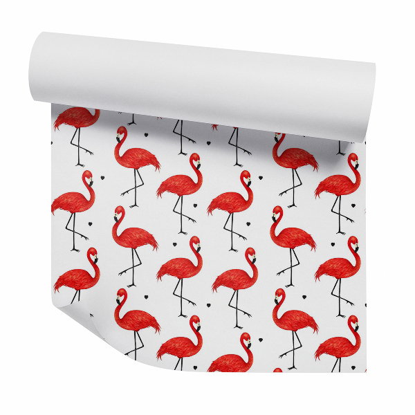 Papier peint Flamant rose sur fond de cœur