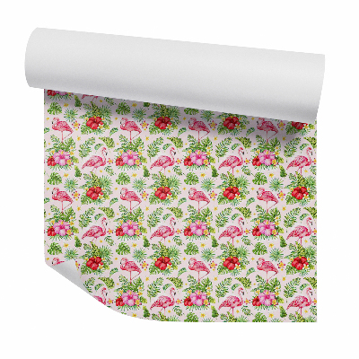 Papier peint Végétation tropicale de flamants roses