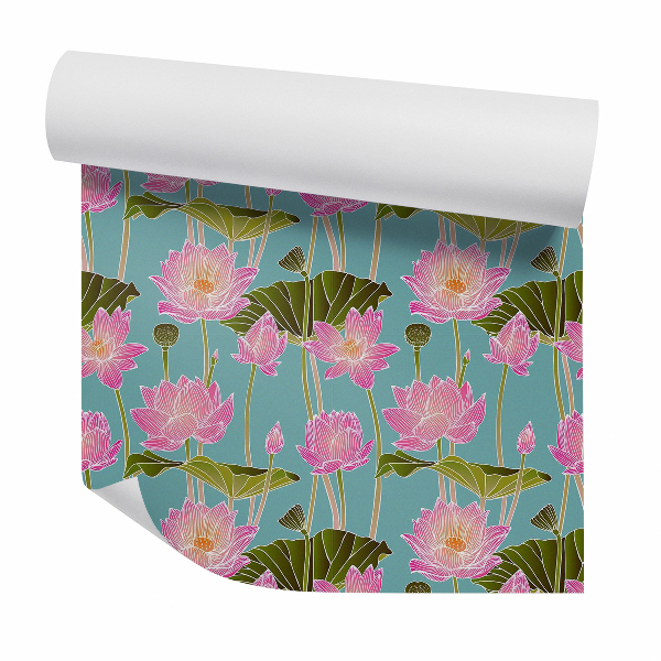 Papier peint Esquisse de fleur de lotus rose