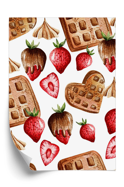 Papier peint Gaufres aux fraises