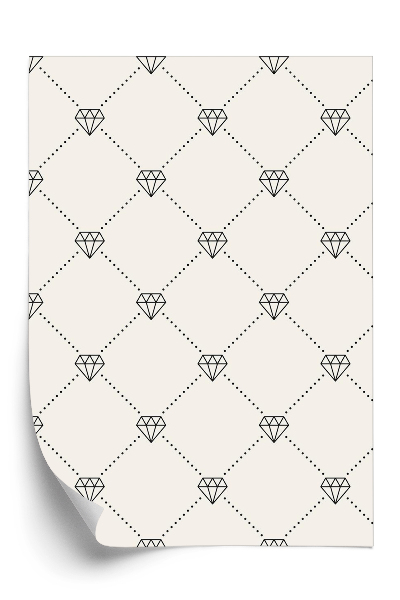 Papier peint Motif rétro avec diamants