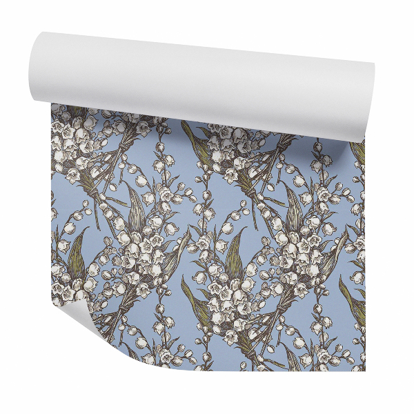 Papier peint Fleurs lys blanc dessiné