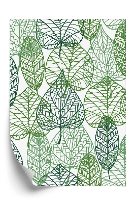 Papier peint Feuilles vertes dessinées