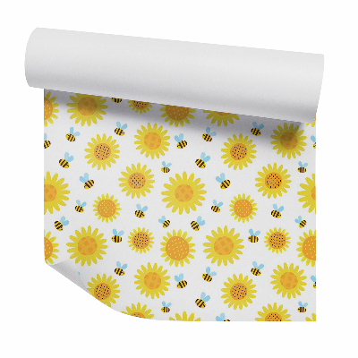 Papier peint Fleurs d'abeilles jaunes