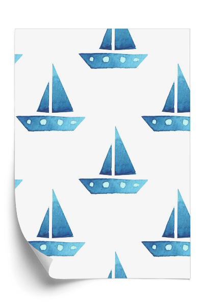 Papier peint Bateaux bleus