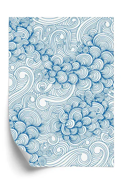 Papier peint Vagues et coquillages décoratifs bleus