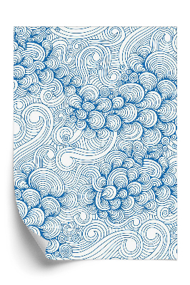 Papier peint Vagues et coquillages décoratifs bleus