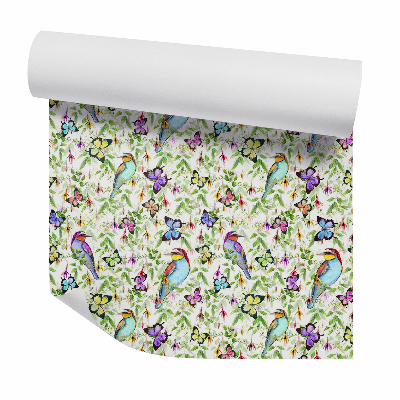 Papier peint Oiseaux et papillons exotiques