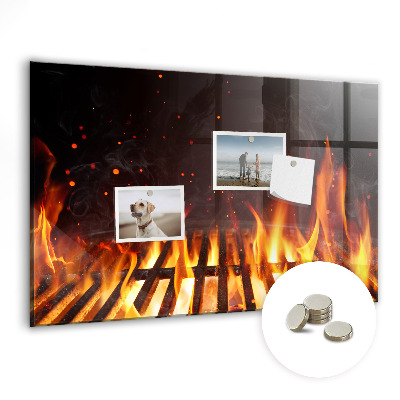 Tableau magnétique cuisine Grilles et flammes