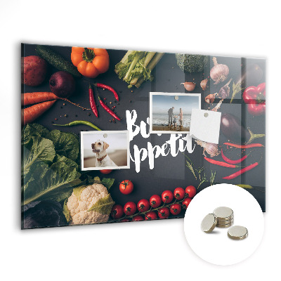 Tableau magnétique verre Légumes bon appétit