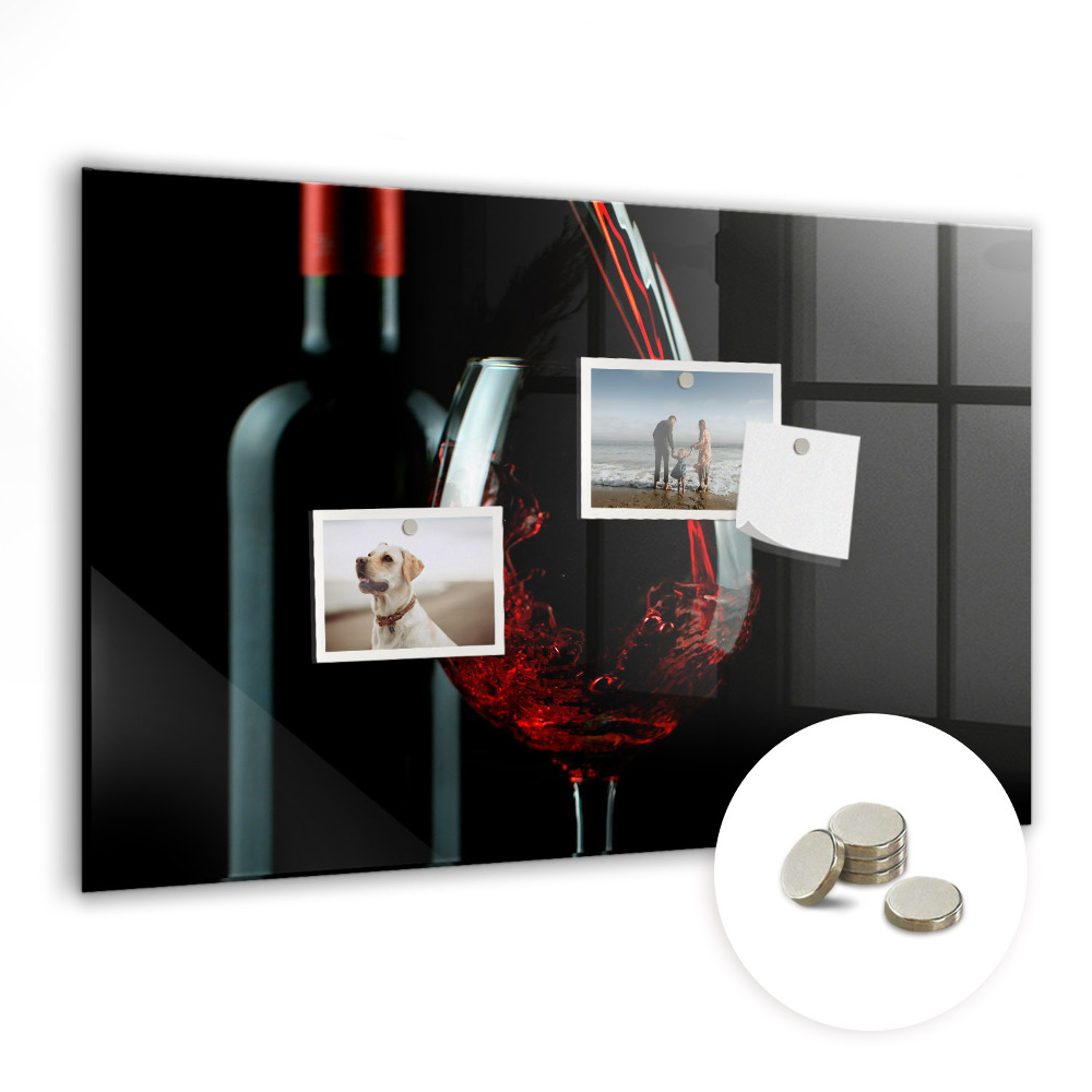Tableau photo magnétique Bouteille et verre de vin