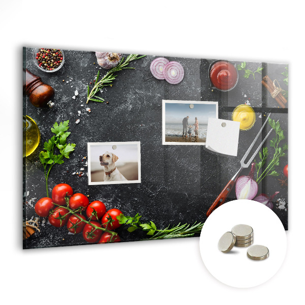 Tableau magnétique pour magnets Légumes sur la planche de cuisine