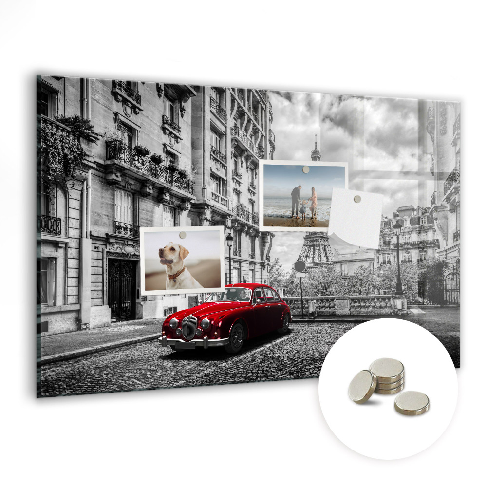 Tableau aimanté décoration Ville de la voiture rouge