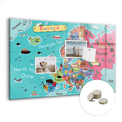 Tableau mural magnétique Drôle de carte de l'Europe