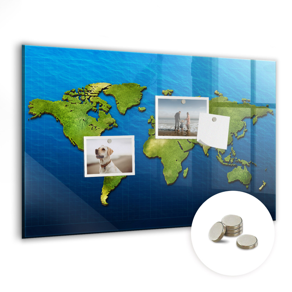 Tableau magnétique cuisine Carte du monde en eau