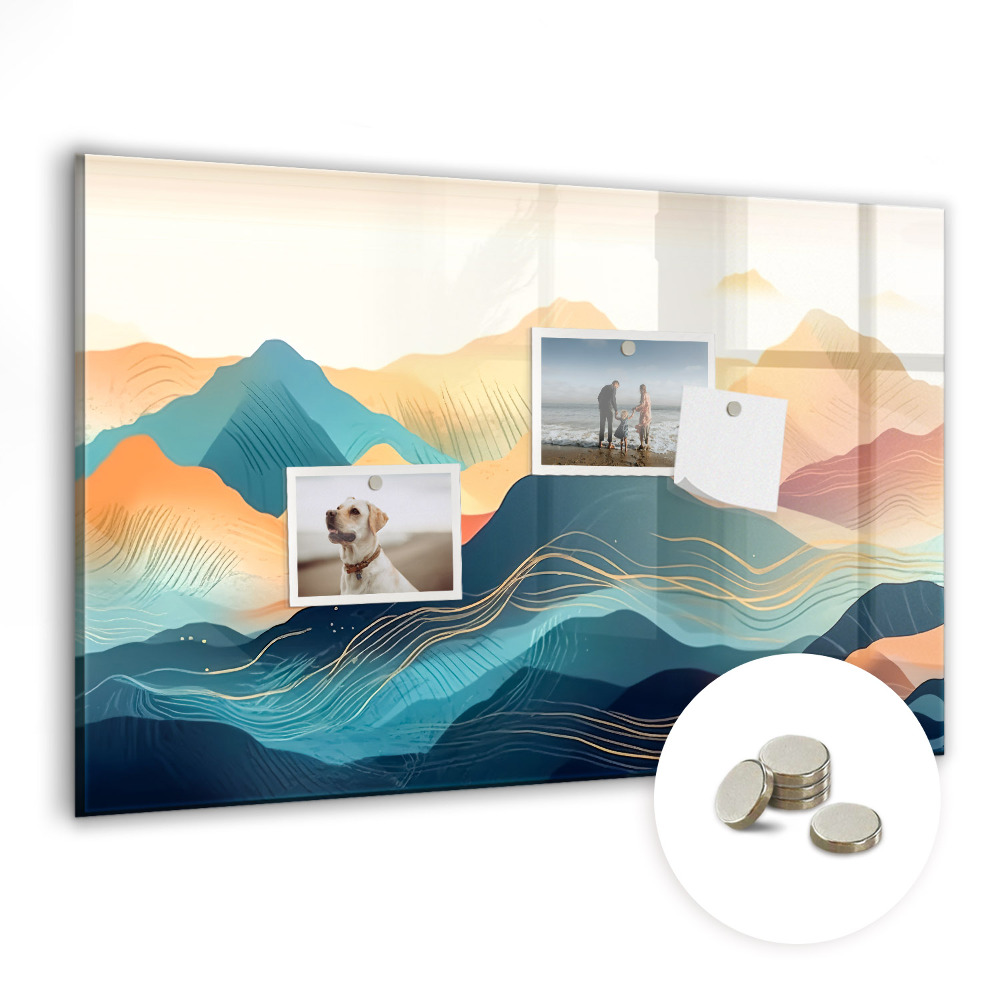 Tableau magnétique effaçable Paysage de montagne minimaliste
