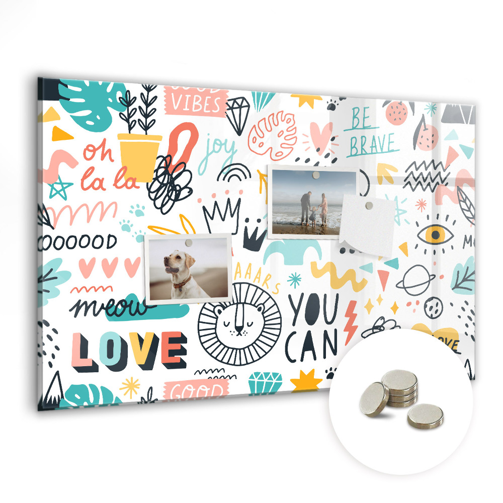 Tableau mural magnétique Lettres colorées