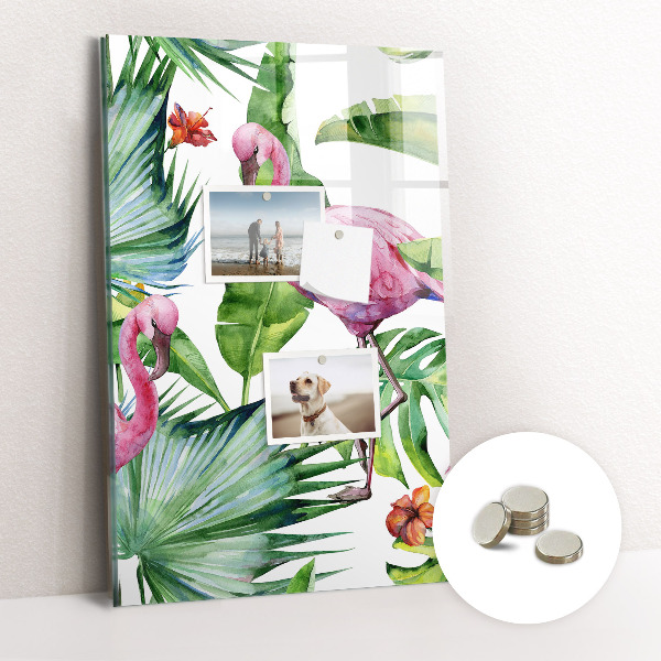 Tableau magnétique design Feuilles tropicales flamboyantes