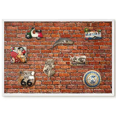 Tableau magnétique style mur de briques industriel pour collection d'aimants