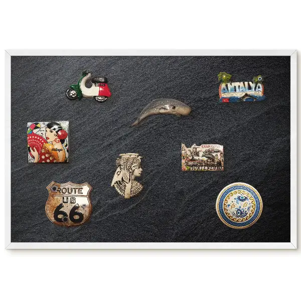 Tableau magnétique décoratif avec cadre motif pierre grise pour intérieur moderne