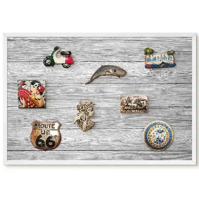 Tableau magnétique décoratif avec cadre motif bois gris au style naturel et élégant
