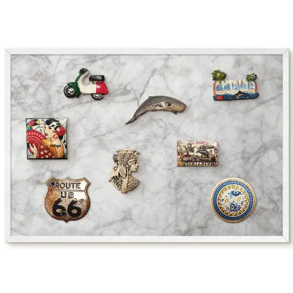 Tableau magnétique décoratif avec cadre motif marbre naturel gris