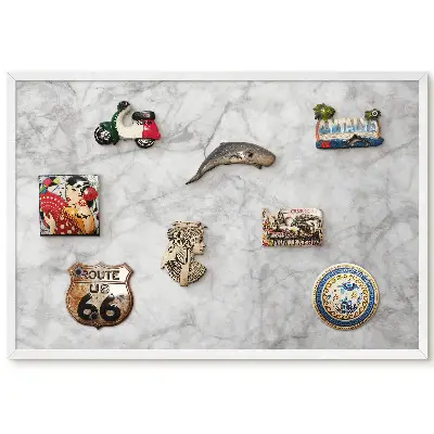 Tableau magnétique décoratif avec cadre motif marbre naturel gris