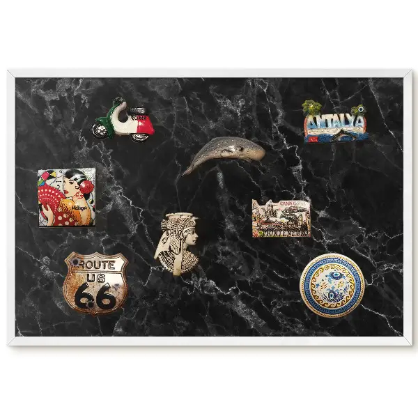 Tableau magnétique décoratif cadre motif marbre foncé veiné
