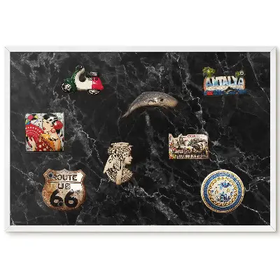 Tableau magnétique décoratif cadre motif marbre foncé veiné