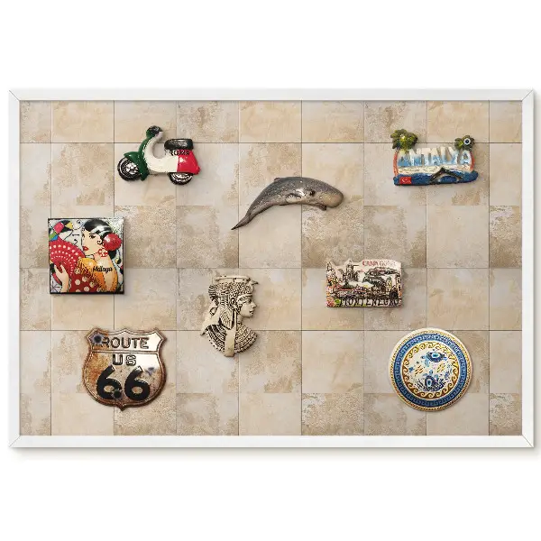 Tableau magnétique décoratif avec cadre dans des nuances de beige et de brun au motif naturel