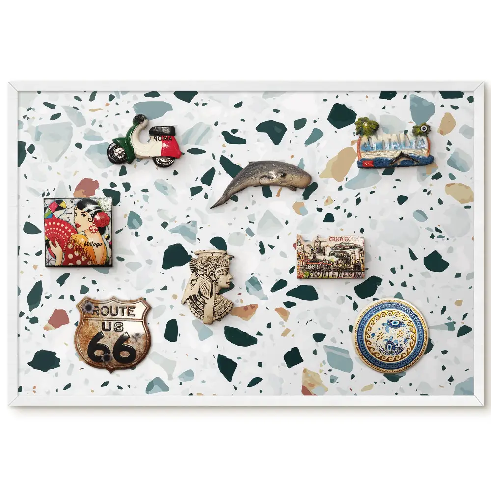 Tableau pour collection d'aimants aux motifs élégants sur fond clair sans pois